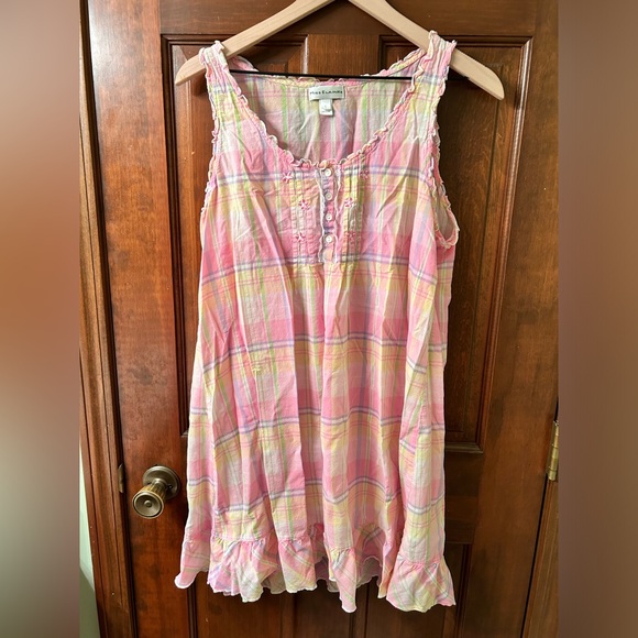 MISS ELAINE Pink plaid lightweight nightgown and robe set. Size L - Picture 2 of 8